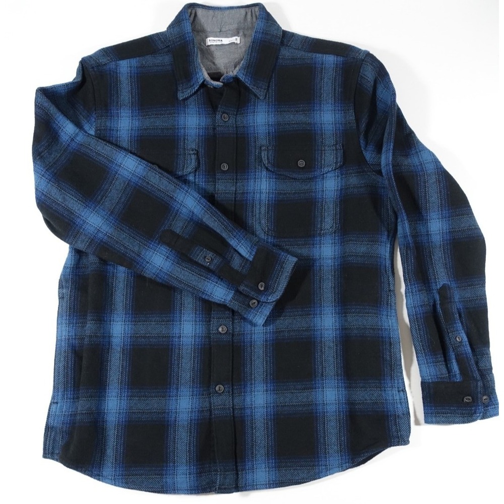 Sonoma Over Shirt Jacket Men Small Heavy Weight Button Front Blue Navy